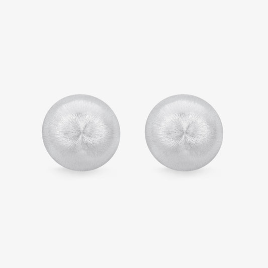 TIKOO original design white gold plated brushed disc stud earrings front view