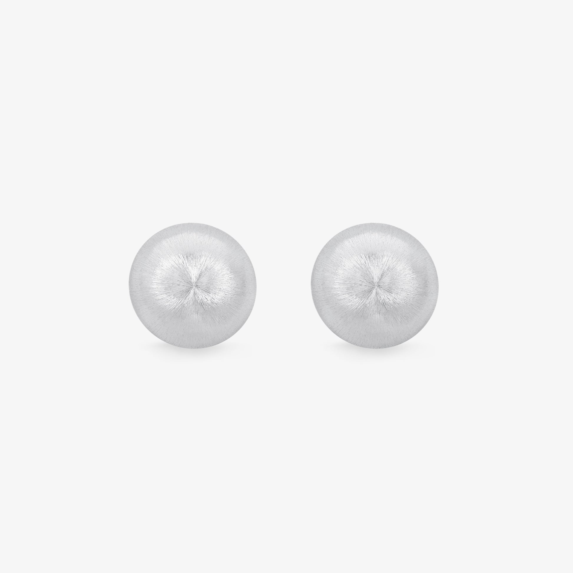 TIKOO original design white gold plated brushed disc stud earrings front view