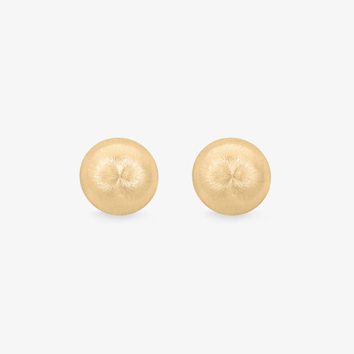 TIKOO 18K gold plated brushed disc stud earrings with matte finish on white background