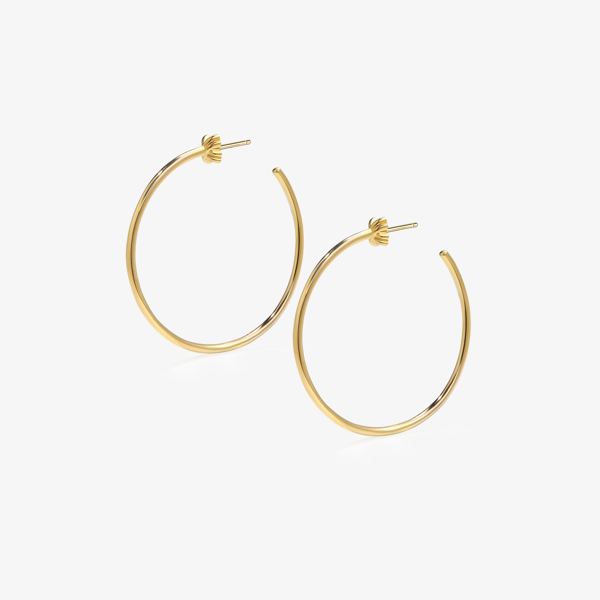 TIKOO original design large circle hoop earrings made of 925 sterling silver with thick 18K gold plating.