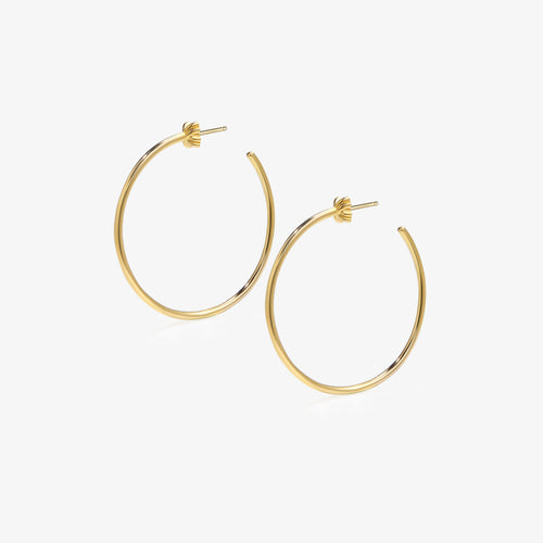 TIKOO original design large circle hoop earrings made of 925 sterling silver with thick 18K gold plating.