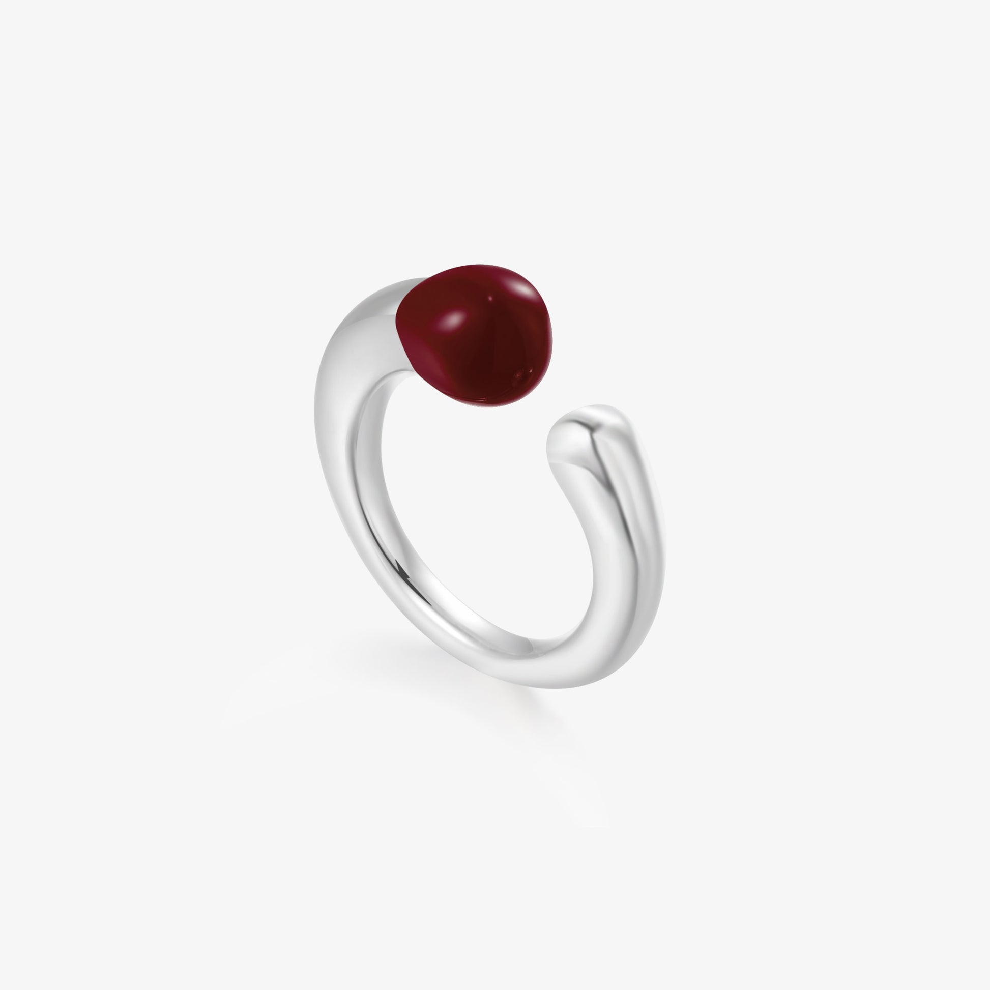 TIKOO original design deep blue cold enamel organic open ring with thick platinum plating on a white background.