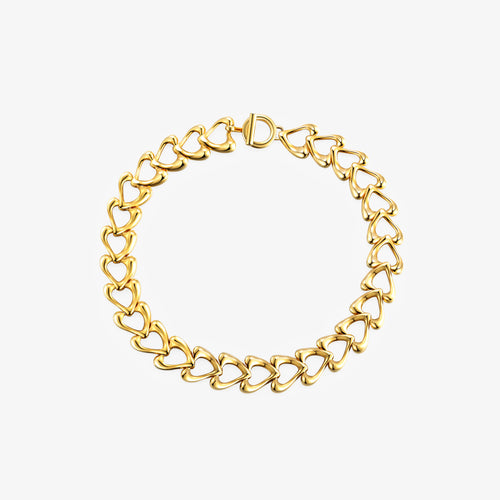 TIKOO original heart link necklace in 18K gold plated eco-friendly copper with a front-facing OT toggle clasp.