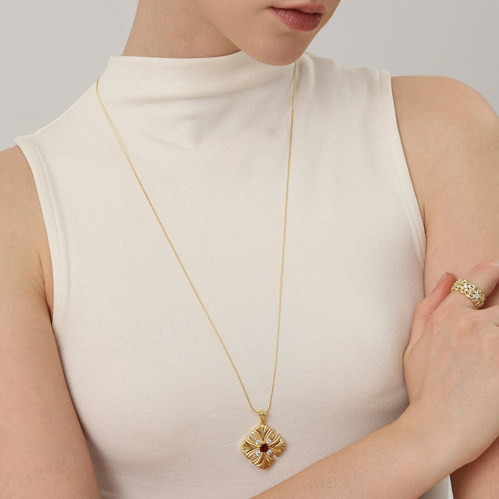 Side view of the TIKOO long gemstone necklace, demonstrating its versatility as a statement accessory.