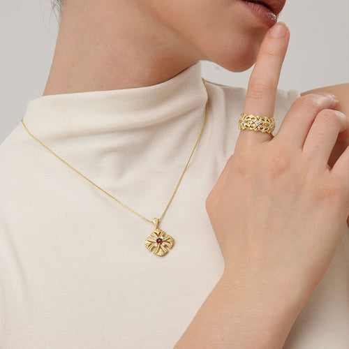 Fashion lifestyle shot of TIKOO 18K gold plated Moissanite ring, highlighting the 3D texture.