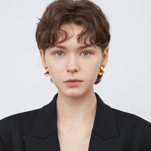 TIKOO wave sculptural earrings 18k gold plated for women