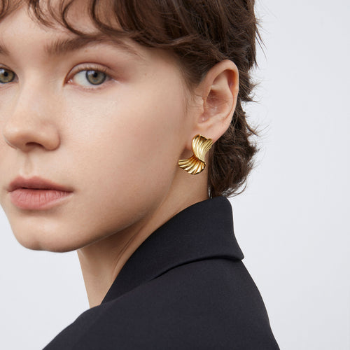 TIKOO wave sculptural earrings 18k gold plated for women