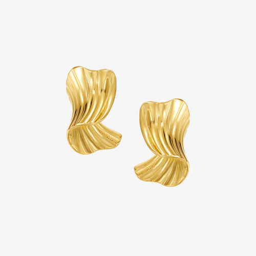 TIKOO wave sculptural earrings 18k gold plated for women