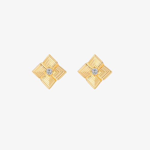 Product shot of TIKOO thick 18K gold plated stud earrings highlighting the high-polish finish.